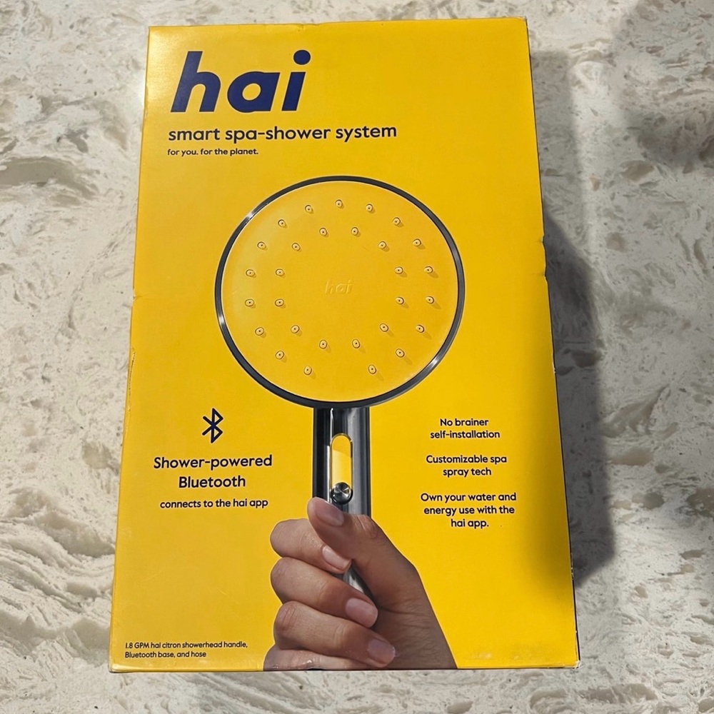 NEW hai Smart Spa Bluetooth Shower Head Adjustable Pressure LED Lights Citron